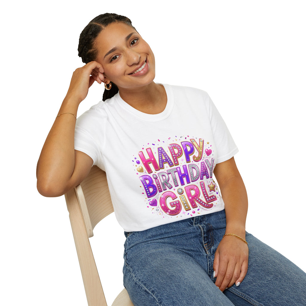 Happy Birthday Girl T-Shirt — Colorful Confetti Party Tee