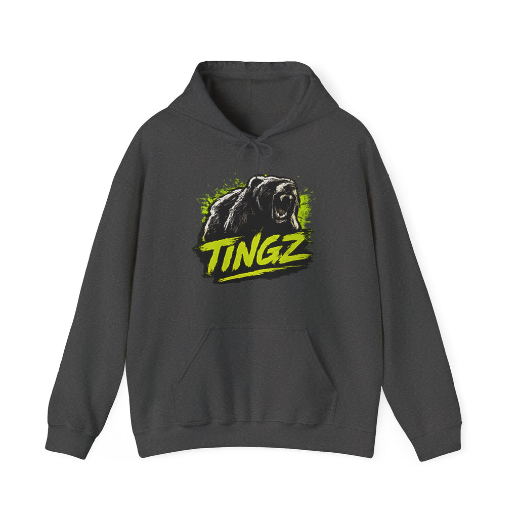 Bear Graphic Hoodie — 'TINGZ' Neon Logo Streetwear Hoodie
