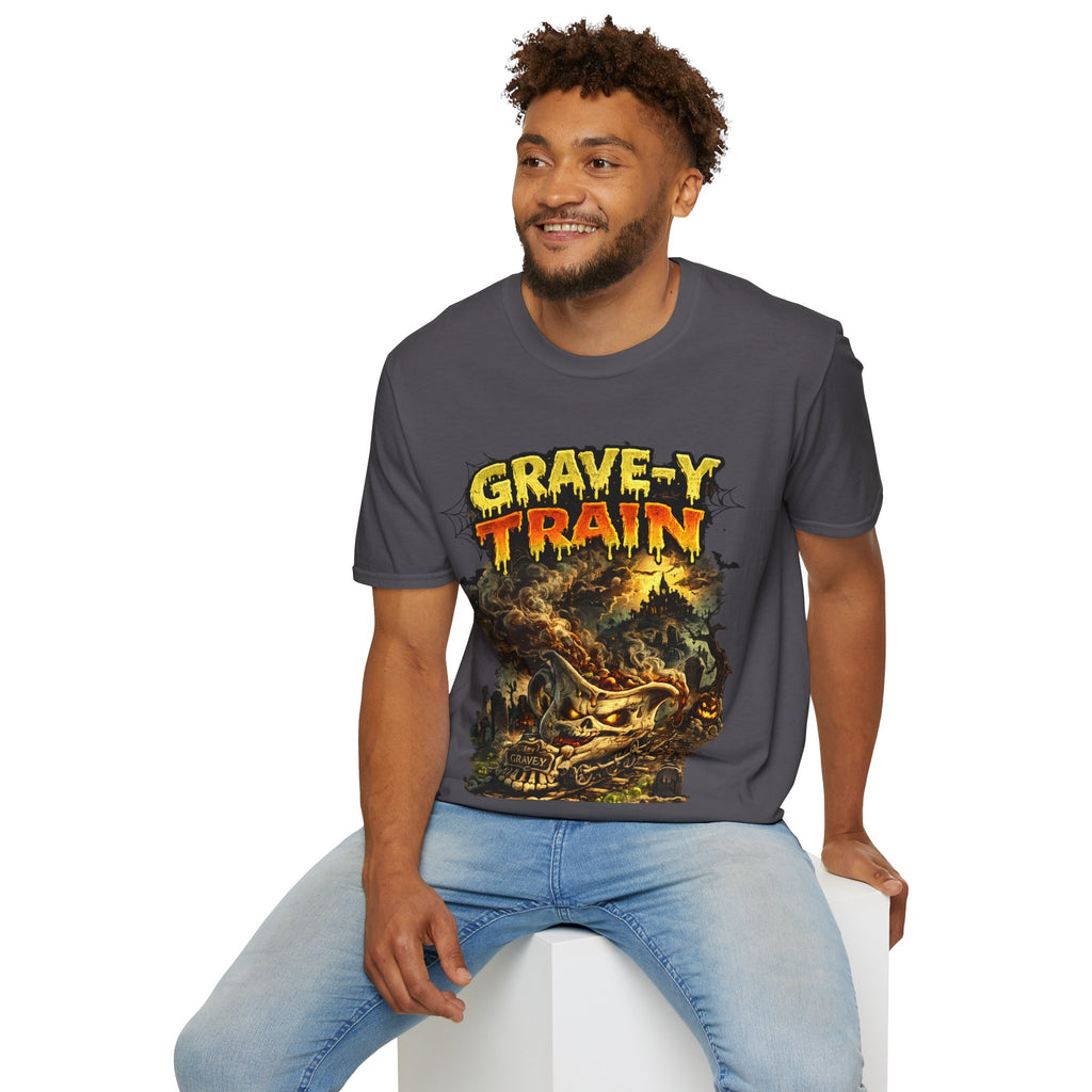 Grave-Y Train T-Shirt — Retro Horror Skull Graphic Tee