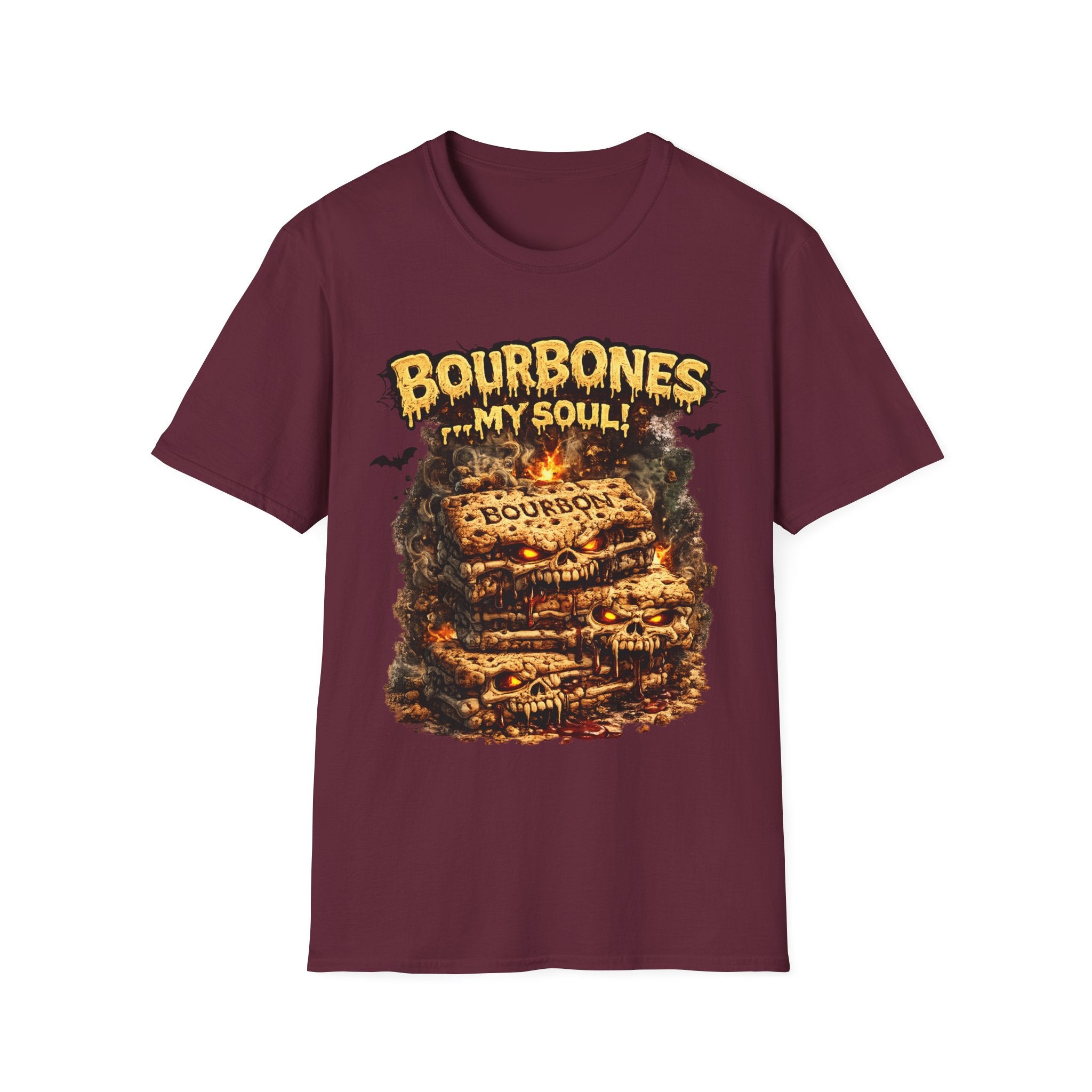 Bourbones My Soul T‑Shirt — Vintage Whiskey Skull Graphic Tee