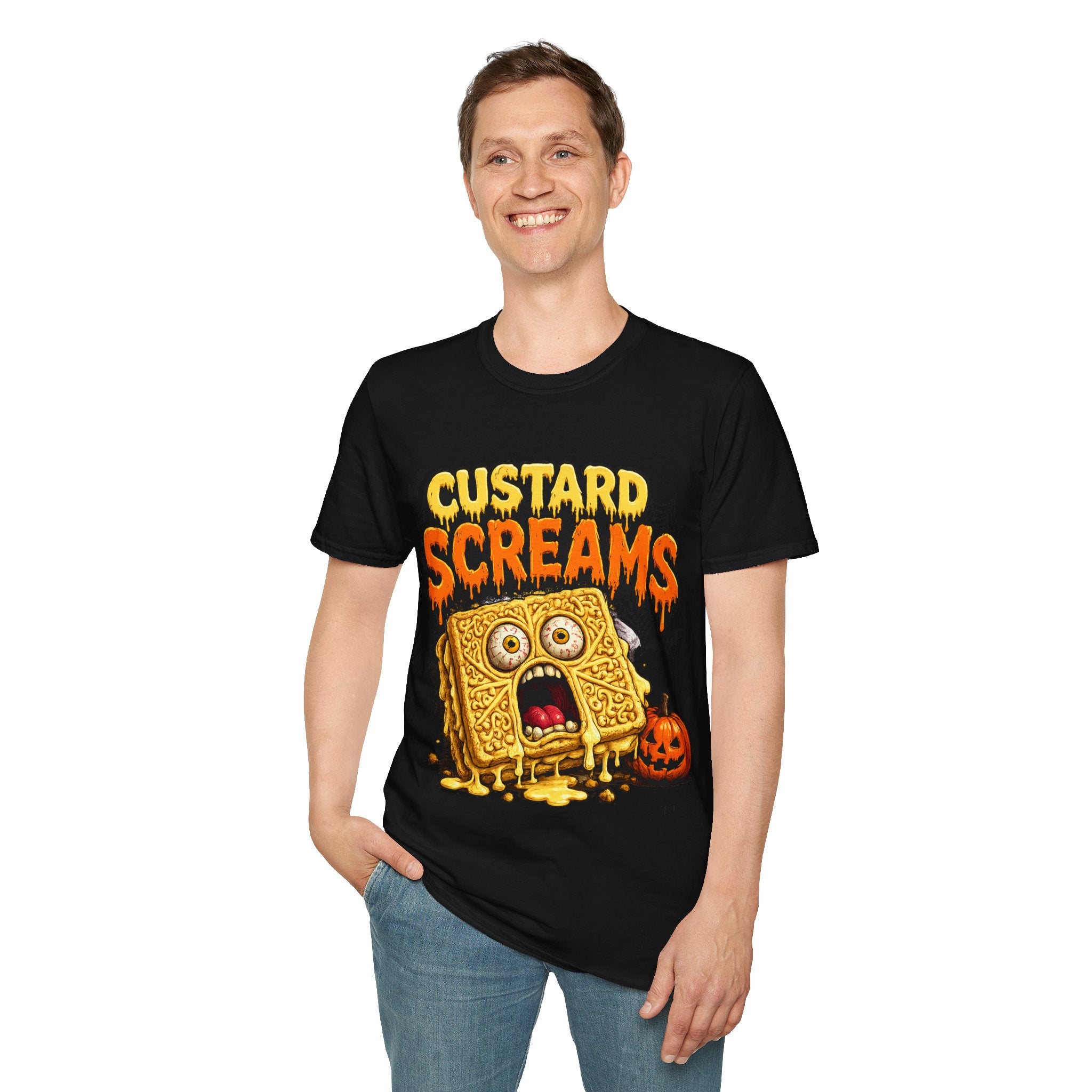 Custard Screams Halloween T-Shirt — Spooky Dessert Graphic Tee