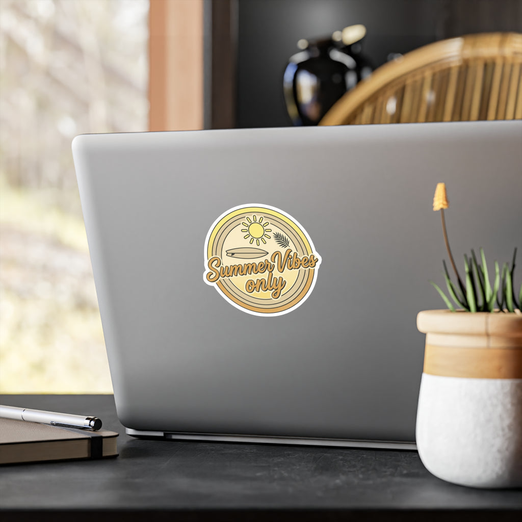 Summer Vibes Only Sticker — Retro Surfboard Vinyl Kiss-Cut