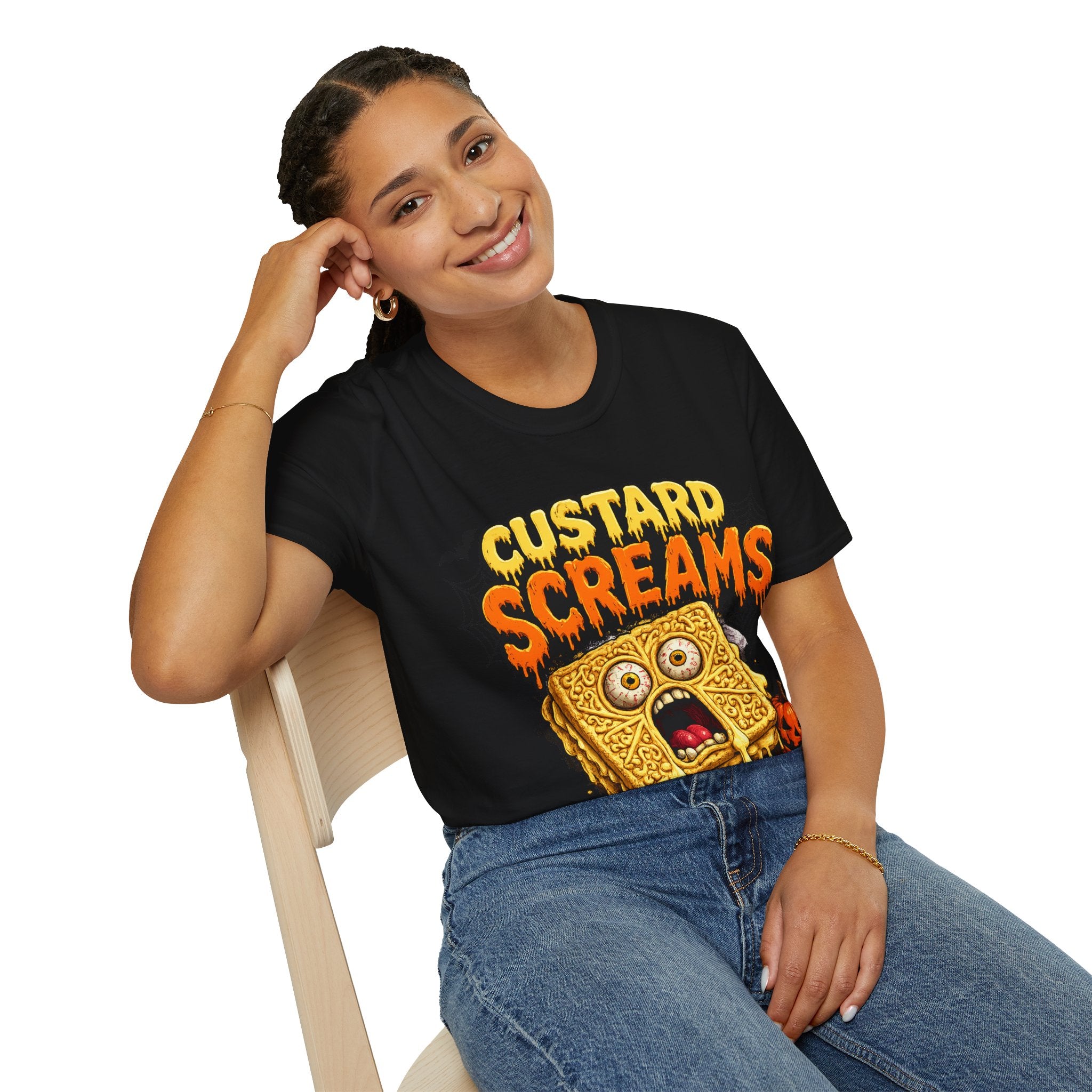 Custard Screams Halloween T-Shirt — Spooky Dessert Graphic Tee