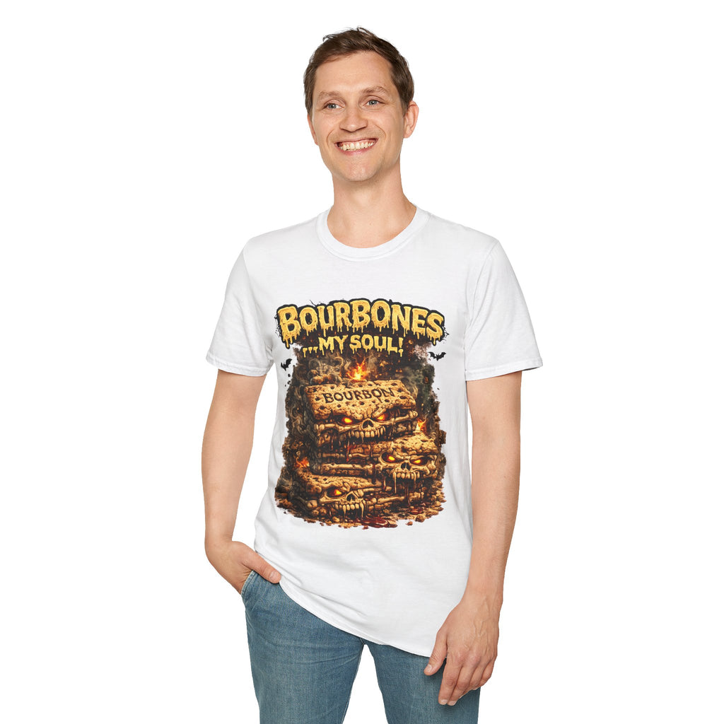 Bourbones My Soul T‑Shirt — Vintage Whiskey Skull Graphic Tee