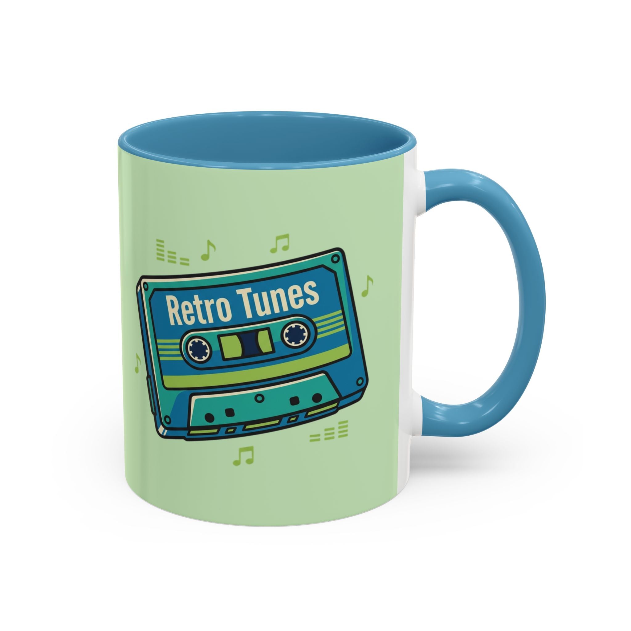 Retro Tunes Accent Coffee Mug — Cassette Tape Music Lovers Gift (11/15oz)