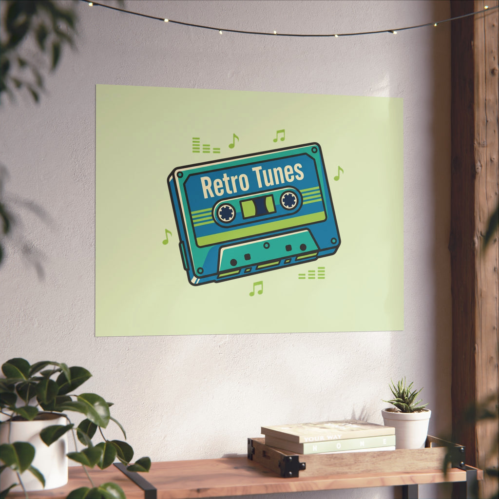 Retro Tunes Cassette Poster — Vintage Music Wall Art