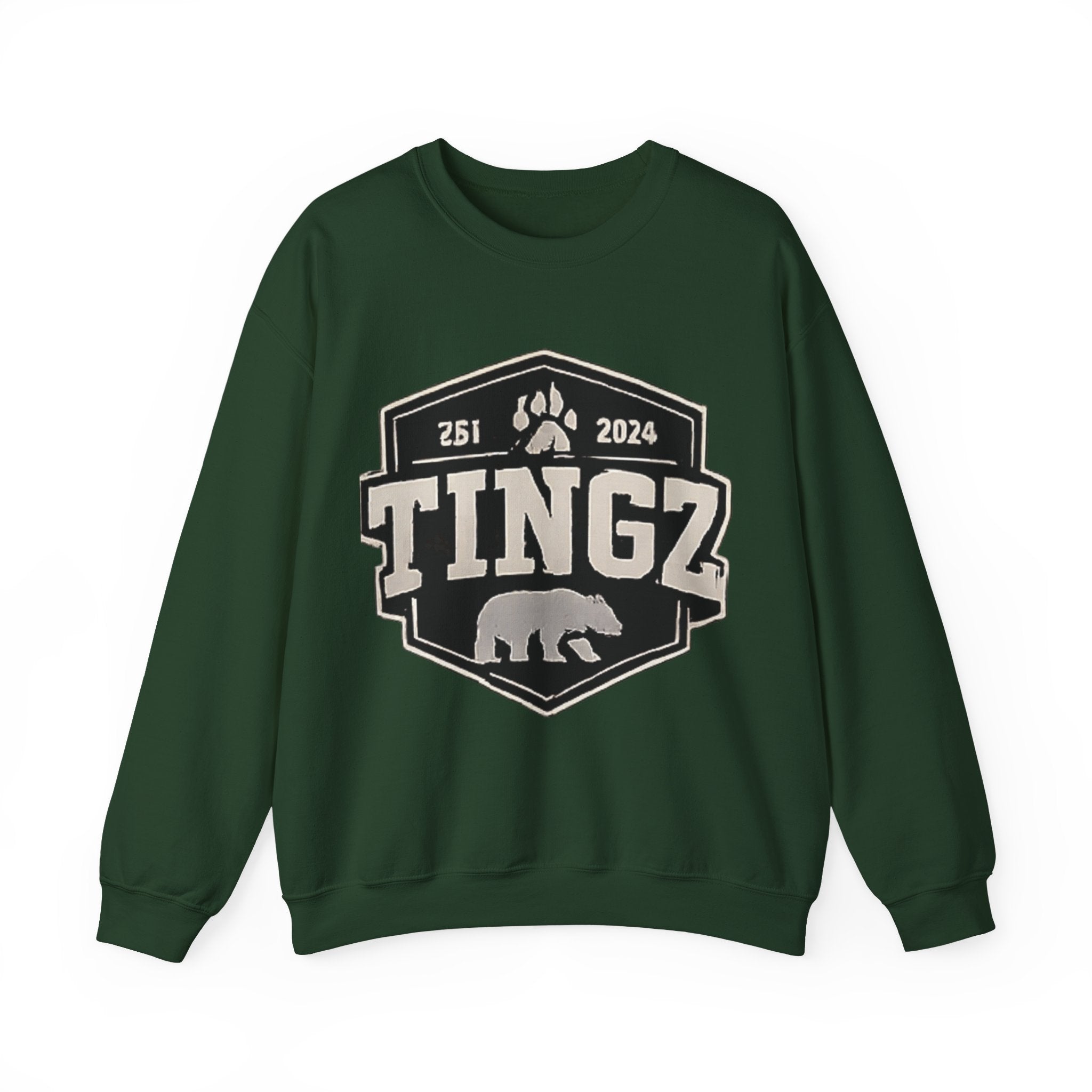 BEAR TINGZ  Badge Unisex Crewneck Sweatshirt | Vintage Wildlife Graphic Sweatshirt | Classic Streetwear Pullover