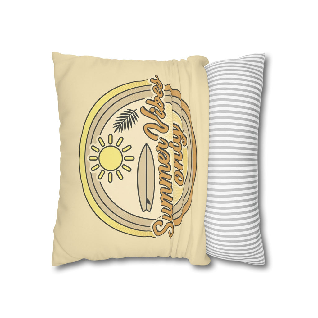 Summer Vibes Only Pillowcase — Retro Surf Beach Decorative Throw Pillow
