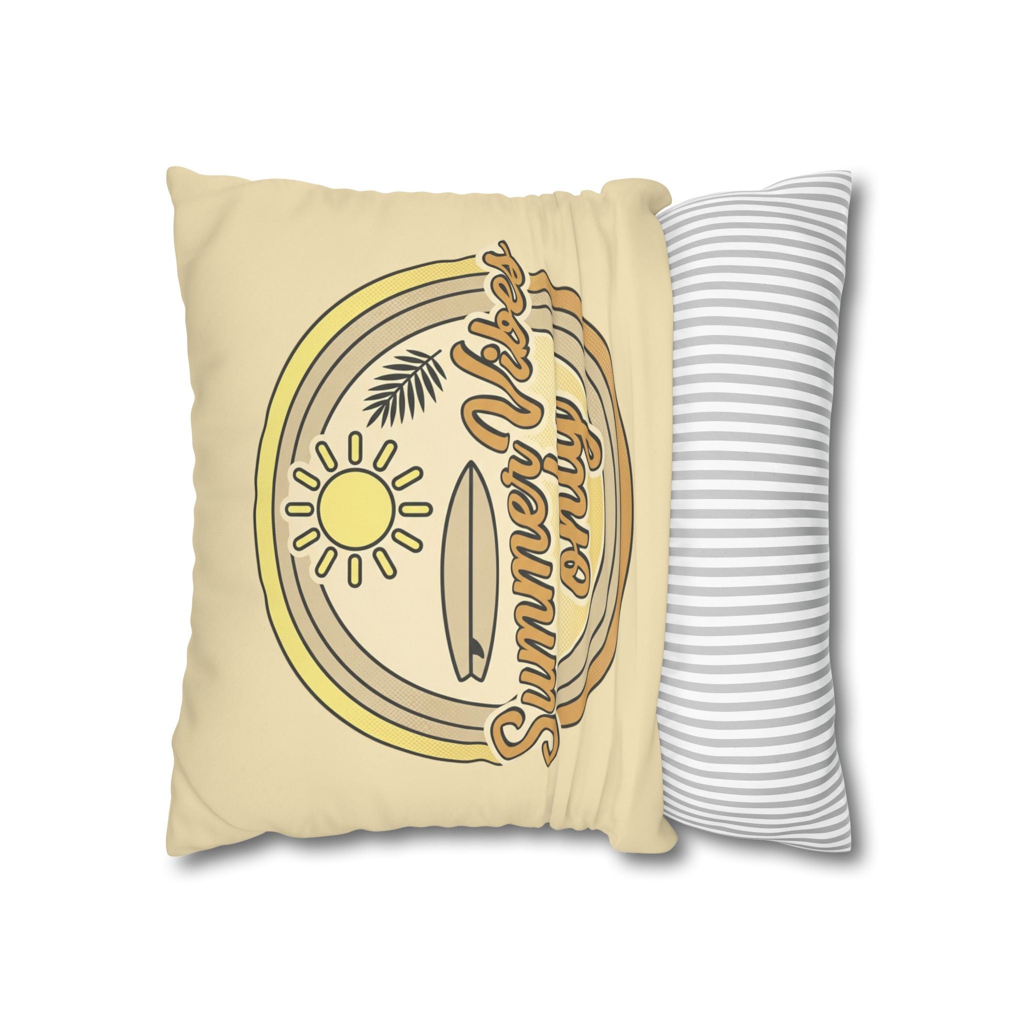 Summer Vibes Only Pillowcase — Retro Surf Beach Decorative Throw Pillow