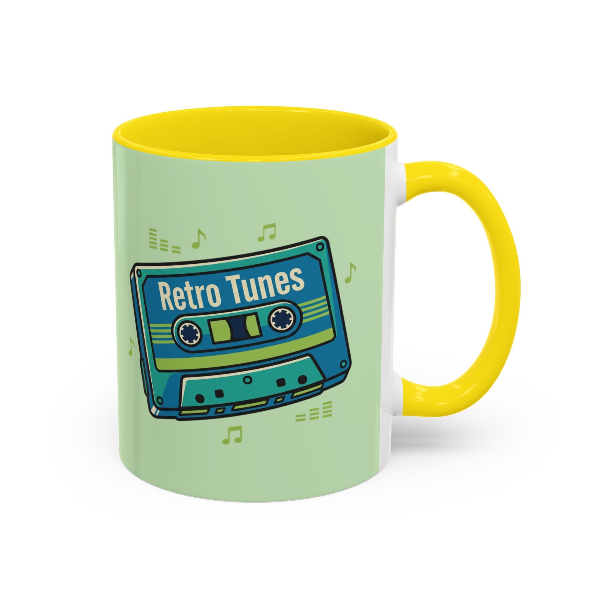 Retro Tunes Accent Coffee Mug — Cassette Tape Music Lovers Gift (11/15oz)