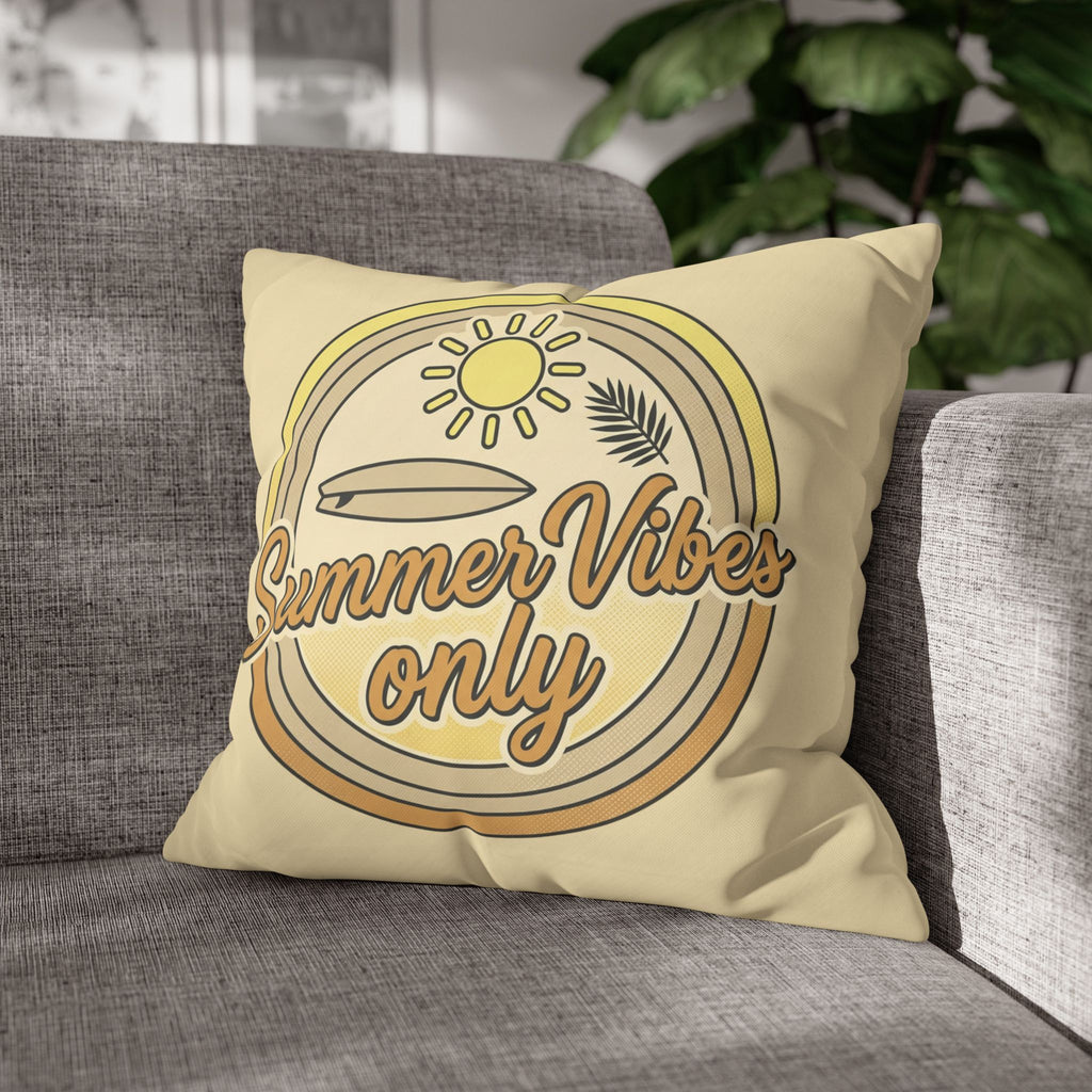 Summer Vibes Only Pillowcase — Retro Surf Beach Decorative Throw Pillow