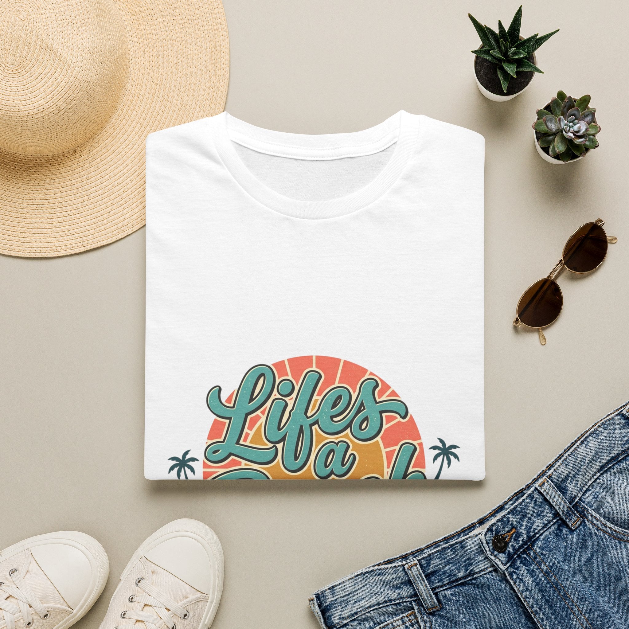 Life's a Beach T-Shirt — Retro Palm Sunset Summer Tee