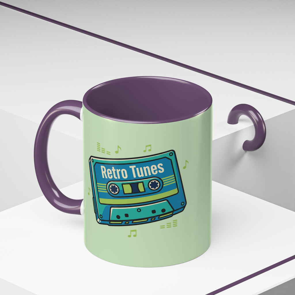 Retro Tunes Accent Coffee Mug — Cassette Tape Music Lovers Gift (11/15oz)