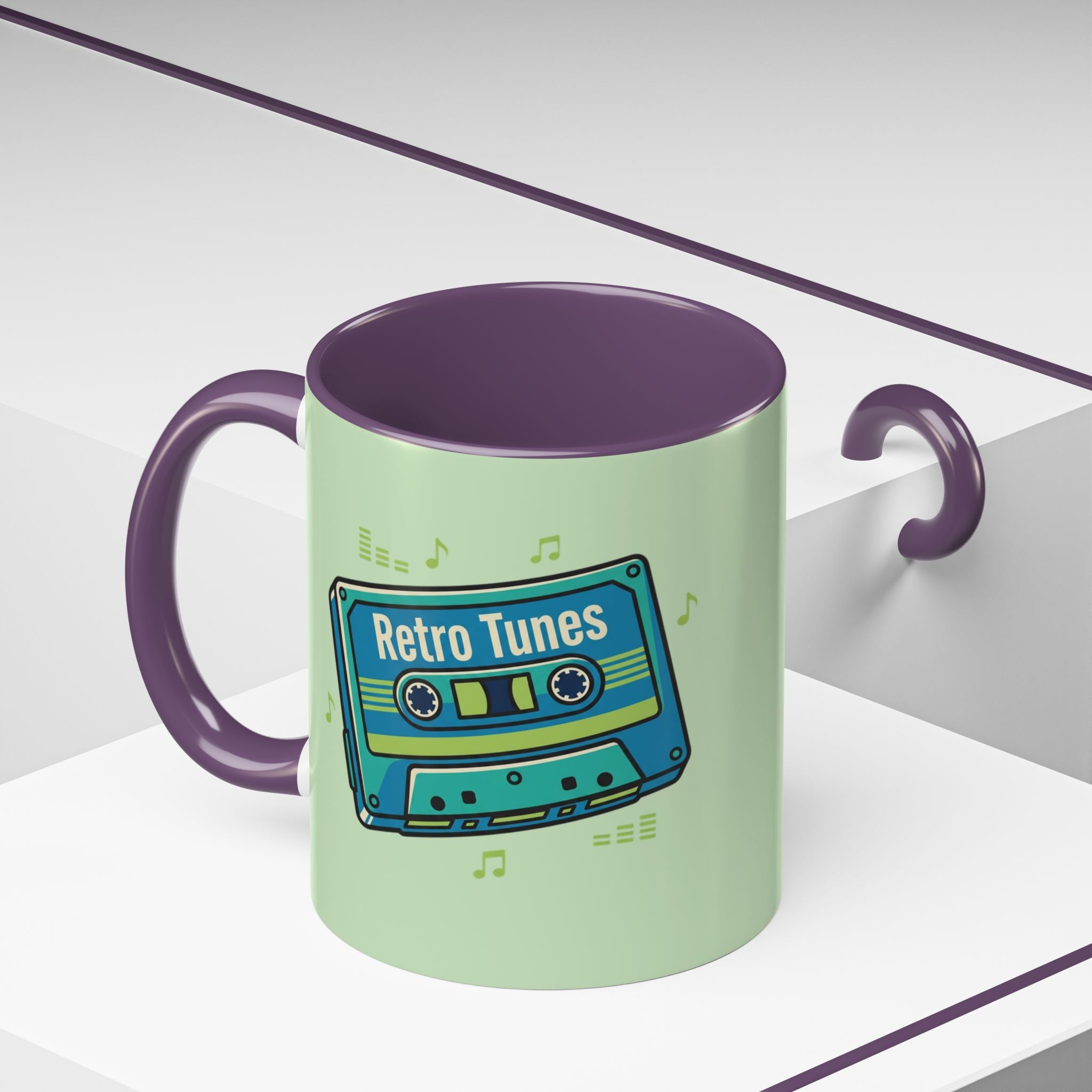 Retro Tunes Accent Coffee Mug — Cassette Tape Music Lovers Gift (11/15oz)