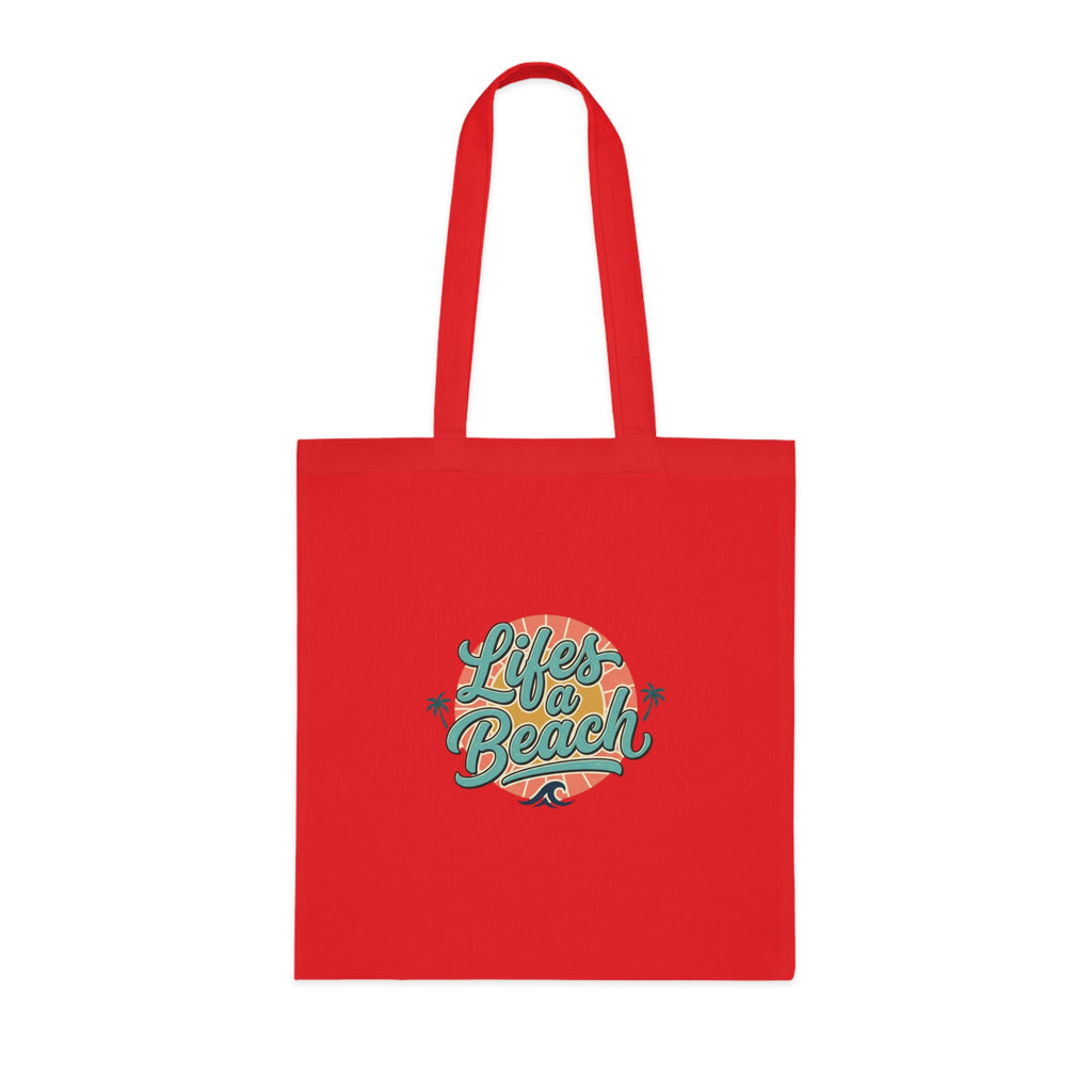 Life's a Beach Cotton Tote — Retro Surf Beach Bag with Palm Trees