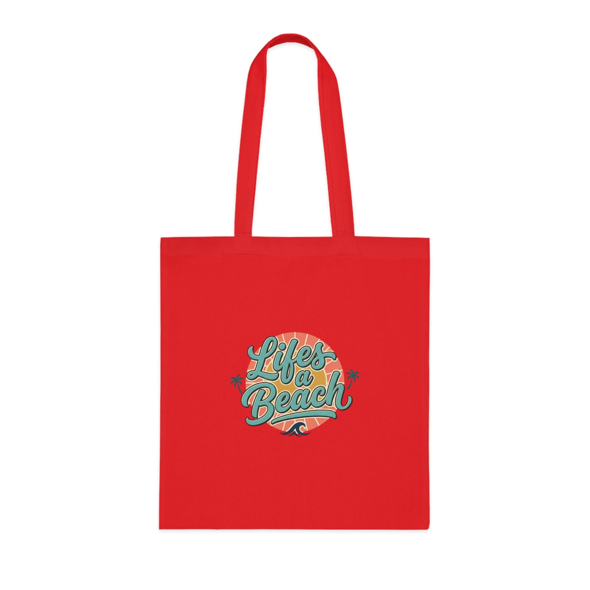 Life's a Beach Cotton Tote — Retro Surf Beach Bag with Palm Trees