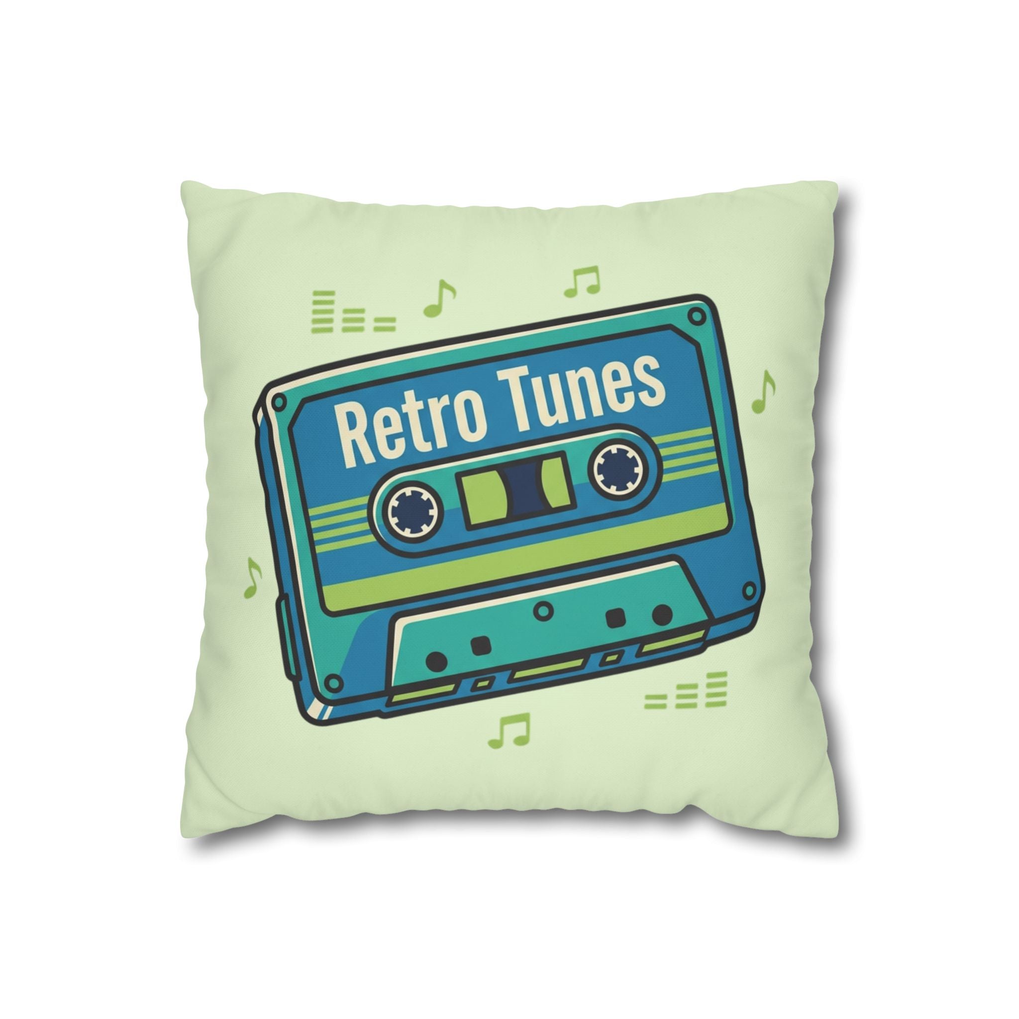 Retro Tunes Cassette Pillowcase — Square Poly Canvas Decorative Throw Pillow