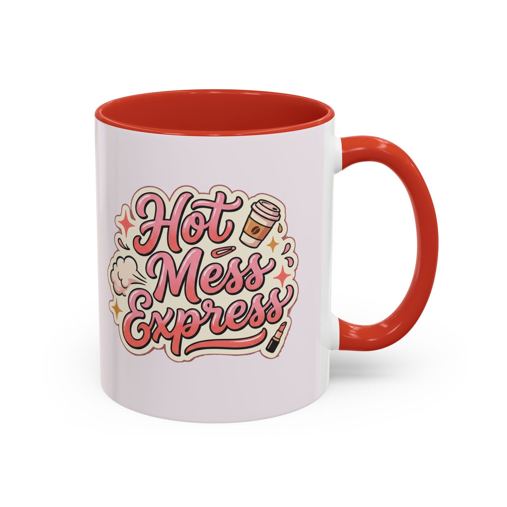Hot Mess Express Coffee Mug — Funny Pink Accent Mug for Coffee Lovers