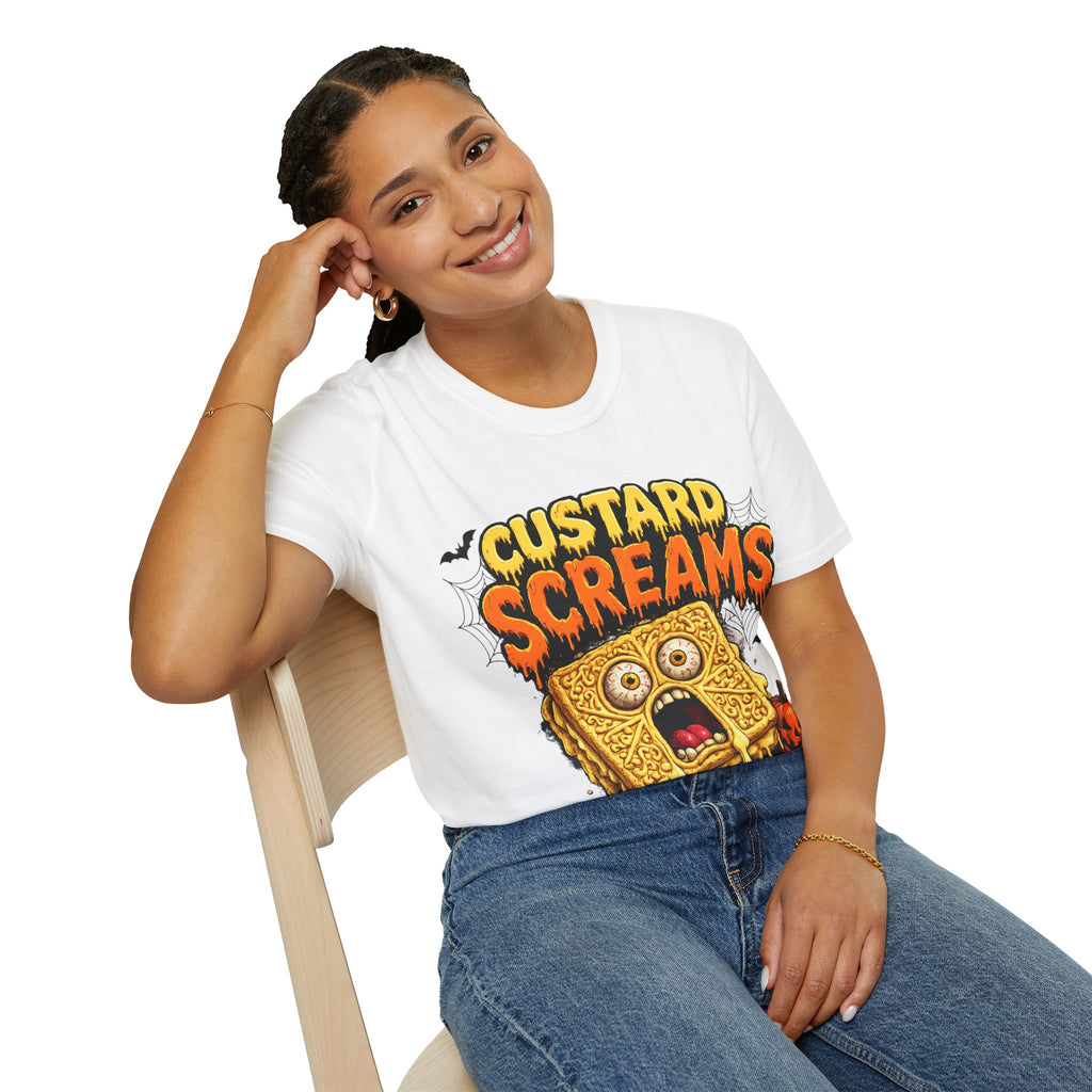 Custard Screams Halloween T-Shirt — Spooky Dessert Graphic Tee