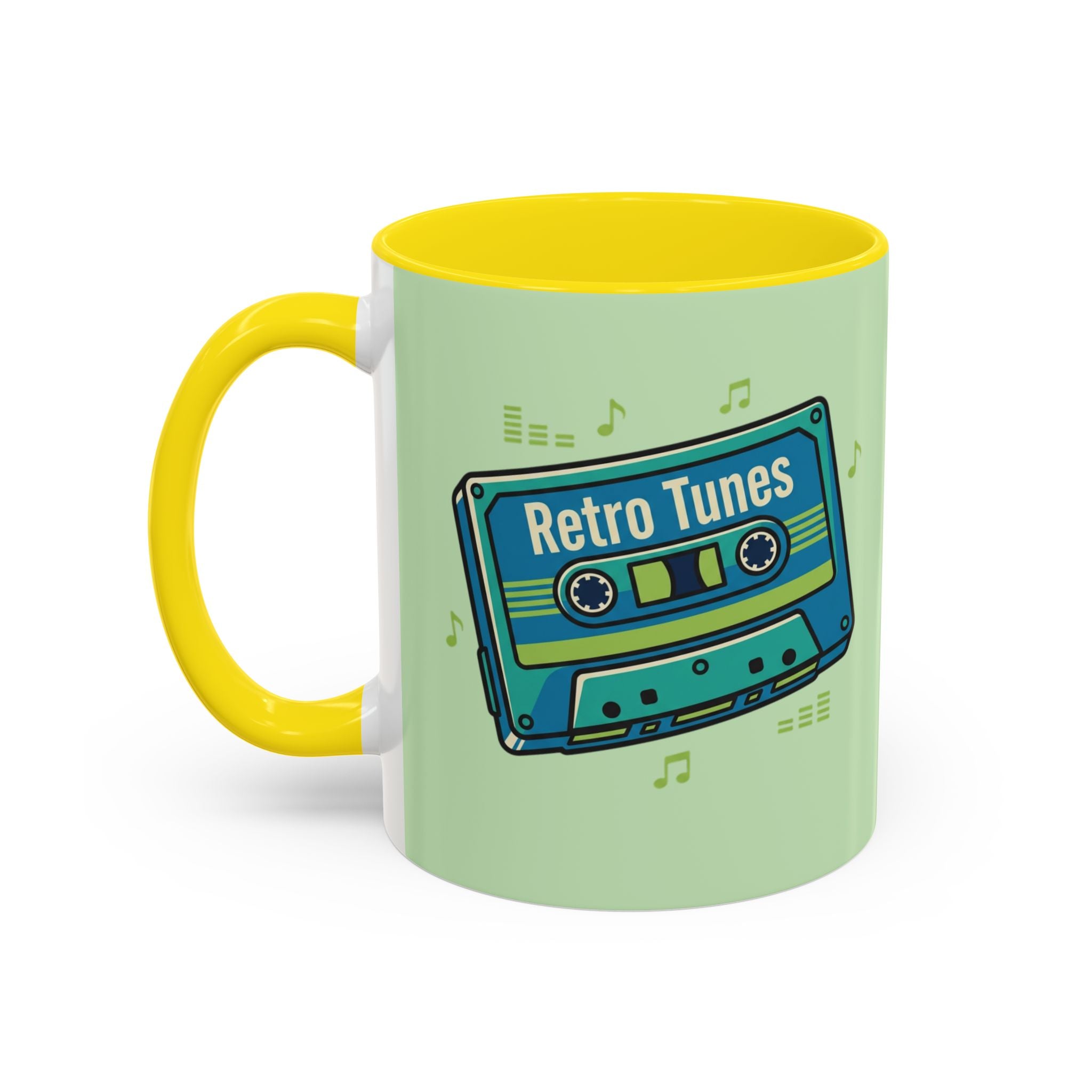 Retro Tunes Accent Coffee Mug — Cassette Tape Music Lovers Gift (11/15oz)
