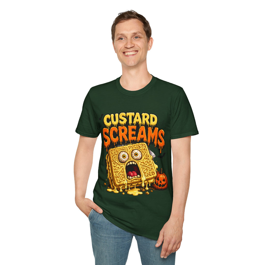 Custard Screams Halloween T-Shirt — Spooky Dessert Graphic Tee
