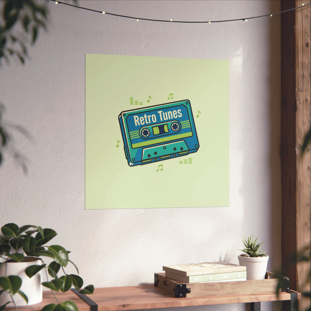 Retro Tunes Cassette Poster — Vintage Music Wall Art