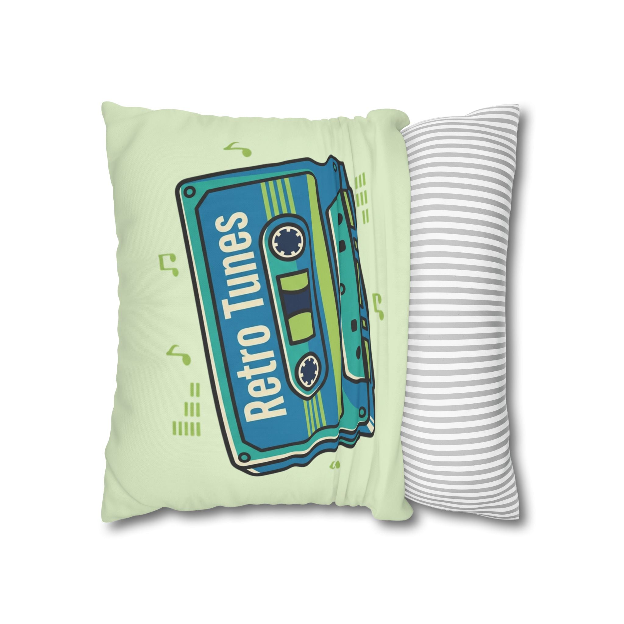 Retro Tunes Cassette Pillowcase — Square Poly Canvas Decorative Throw Pillow