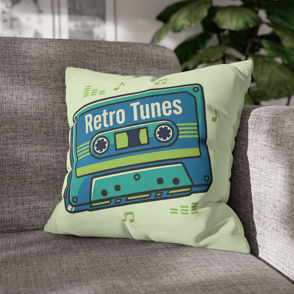 Retro Tunes Cassette Pillowcase — Square Poly Canvas Decorative Throw Pillow