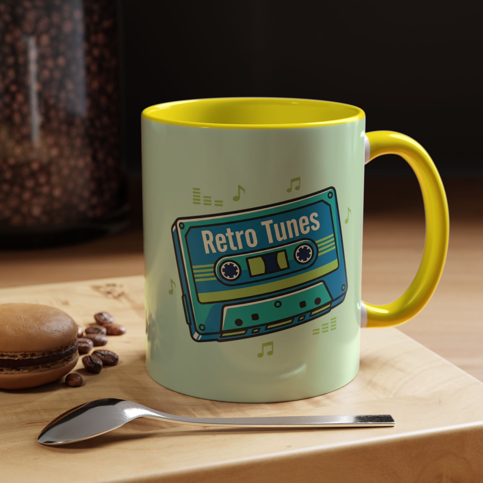 Retro Tunes Accent Coffee Mug — Cassette Tape Music Lovers Gift (11/15oz)