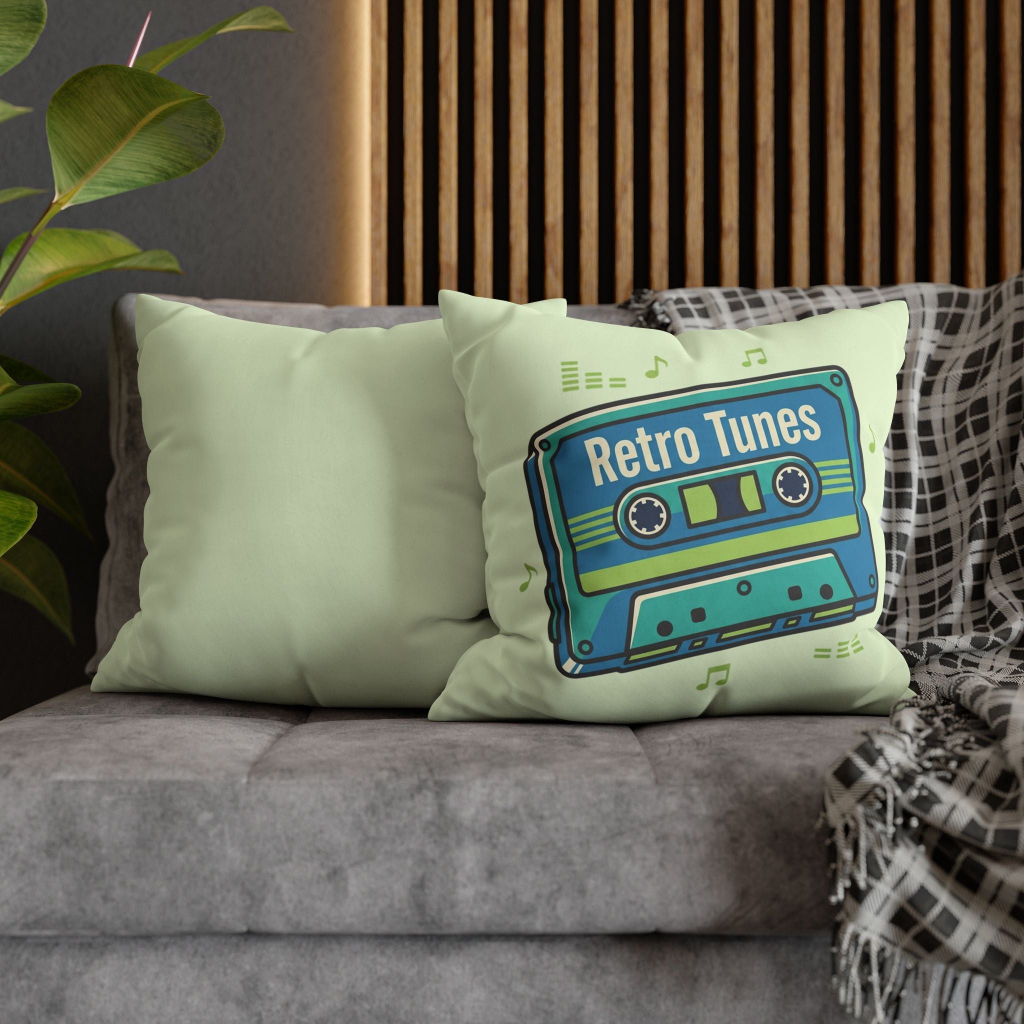 Retro Tunes Cassette Pillowcase — Square Poly Canvas Decorative Throw Pillow