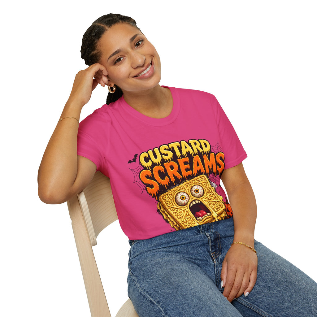 Custard Screams Halloween T-Shirt — Spooky Dessert Graphic Tee