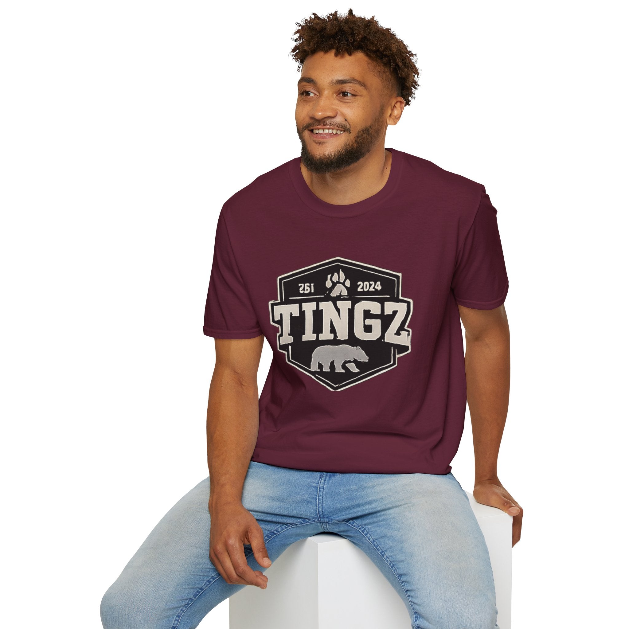 Bear Tingz Logo T‑Shirt — Retro Paw Emblem Tee