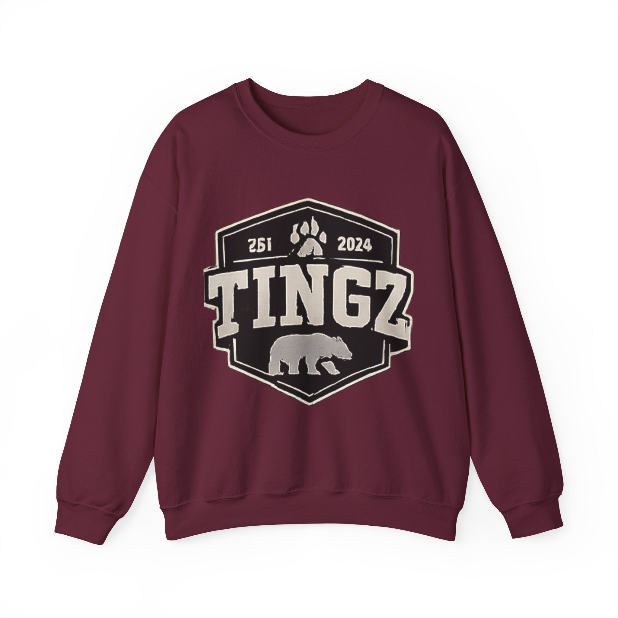 BEAR TINGZ  Badge Unisex Crewneck Sweatshirt | Vintage Wildlife Graphic Sweatshirt | Classic Streetwear Pullover
