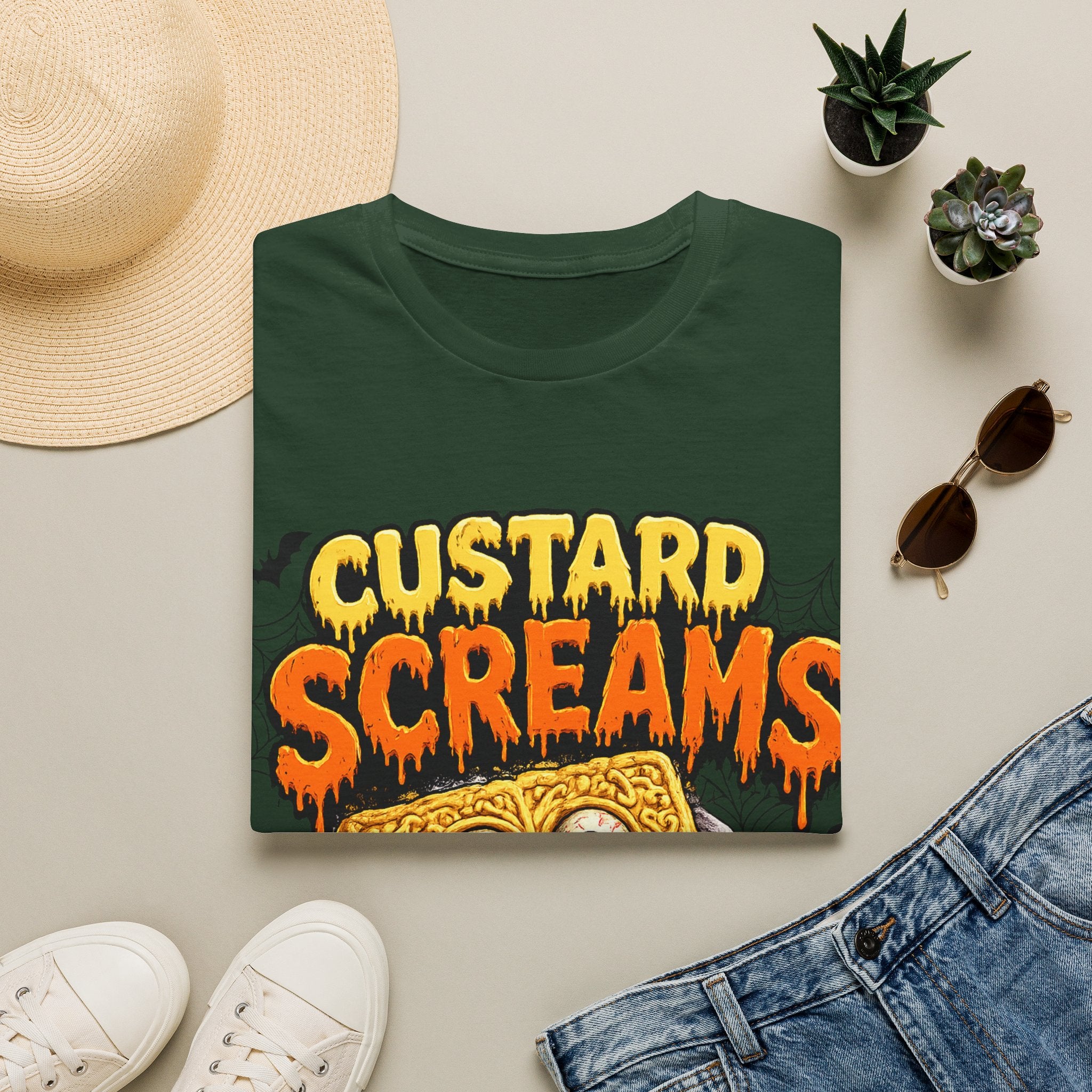 Custard Screams Halloween T-Shirt — Spooky Dessert Graphic Tee