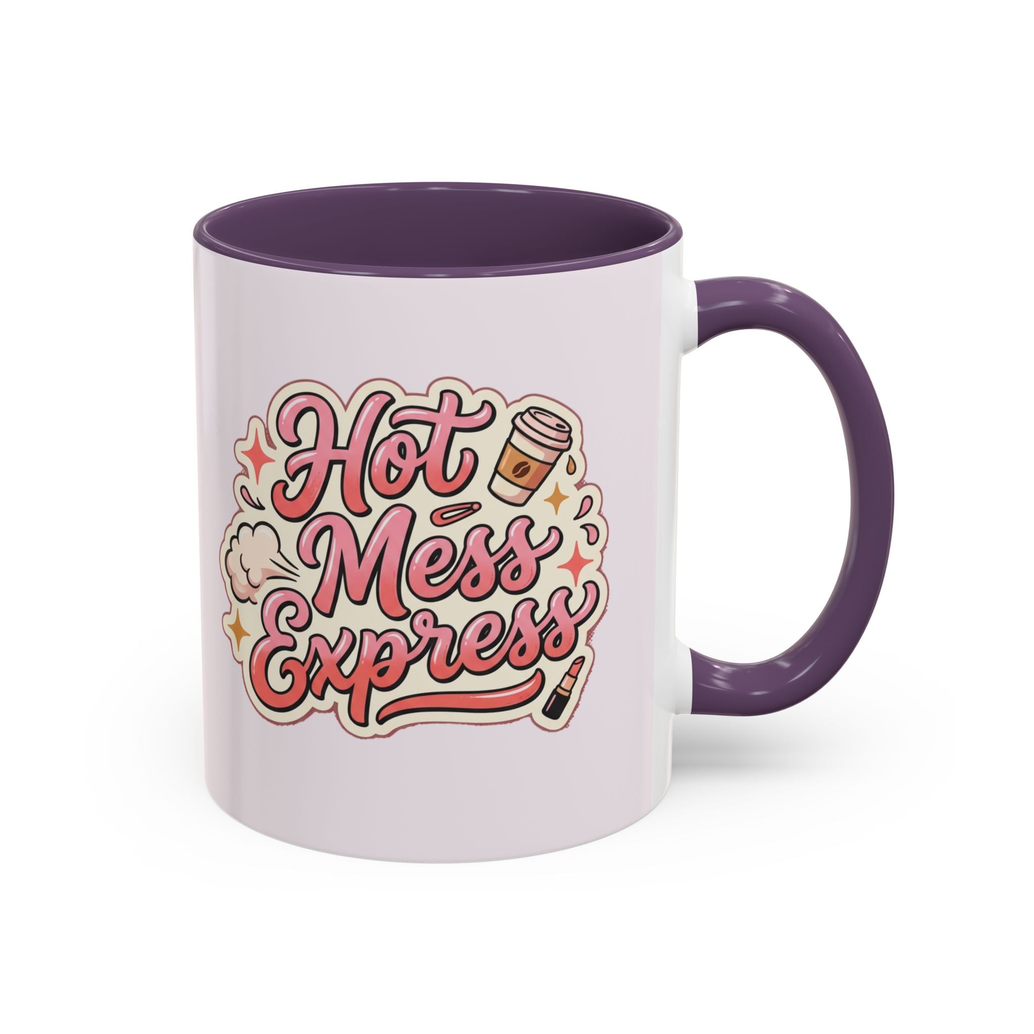 Hot Mess Express Coffee Mug — Funny Pink Accent Mug for Coffee Lovers
