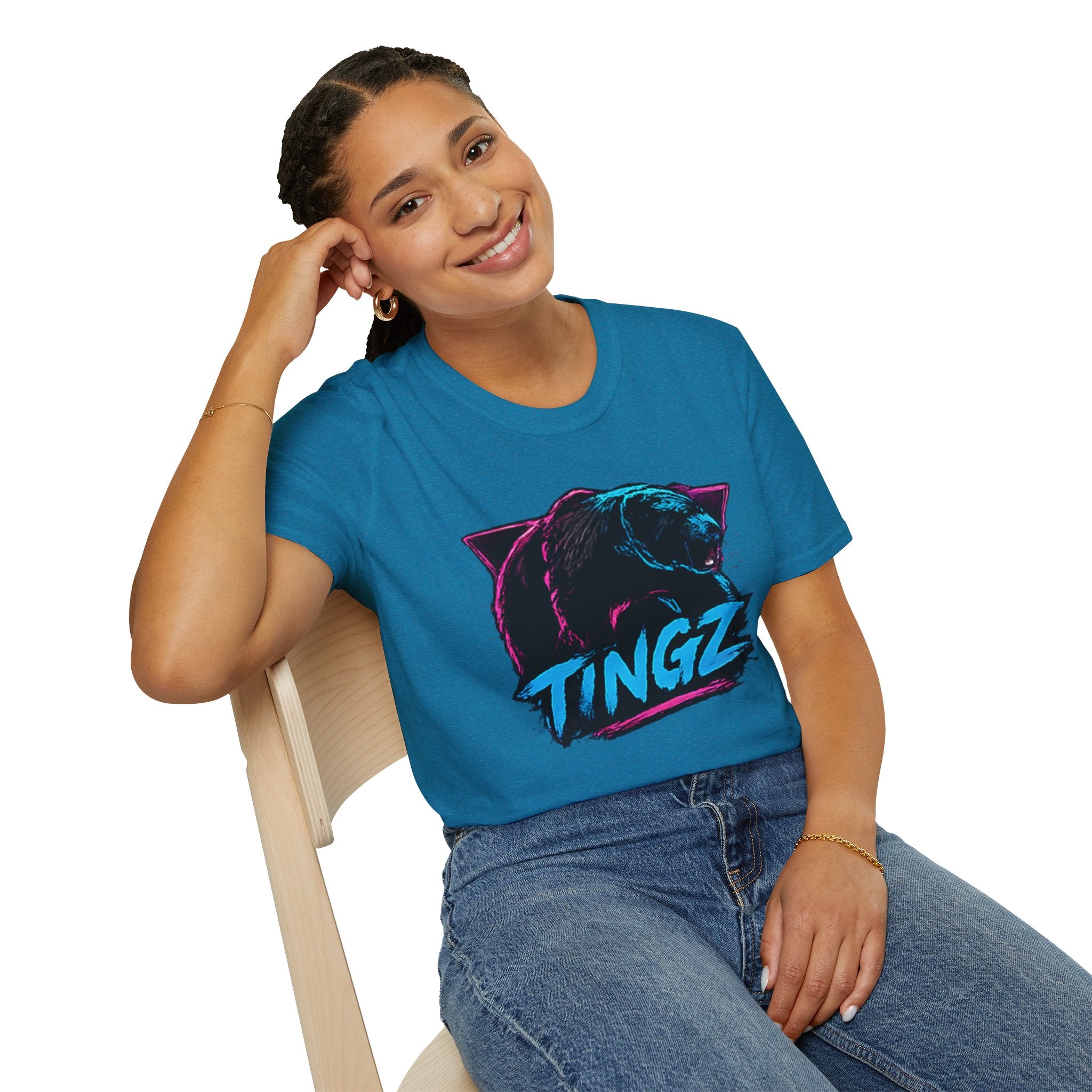 Bear TINGZ Graphic T-Shirt —  Retro Neon Crew Tee