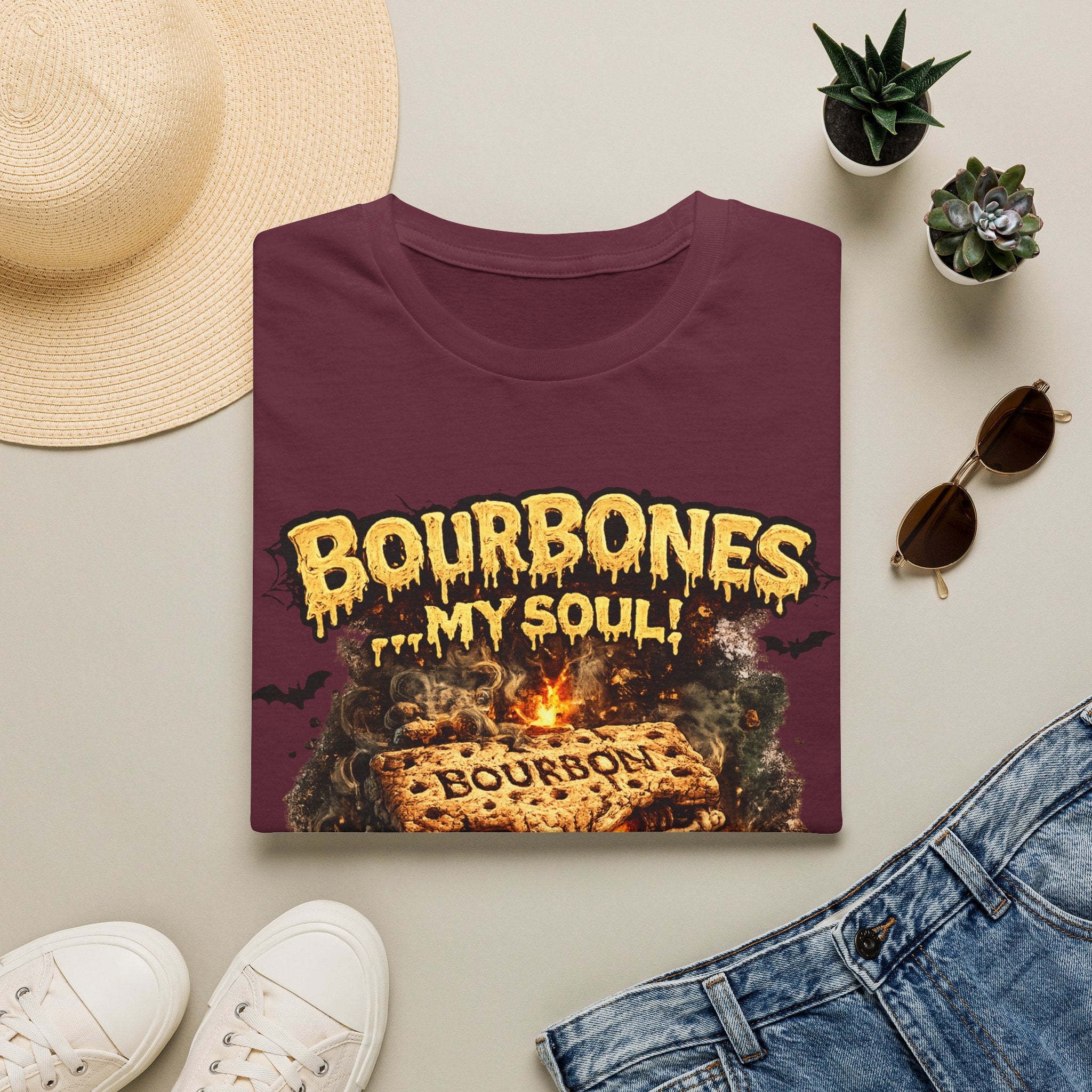 Bourbones My Soul T‑Shirt — Vintage Whiskey Skull Graphic Tee