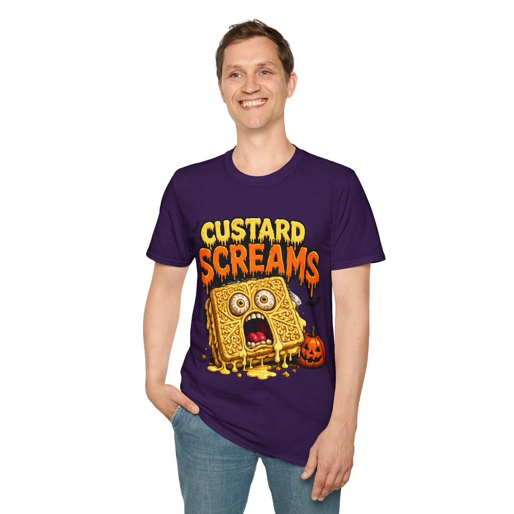 Custard Screams Halloween T-Shirt — Spooky Dessert Graphic Tee