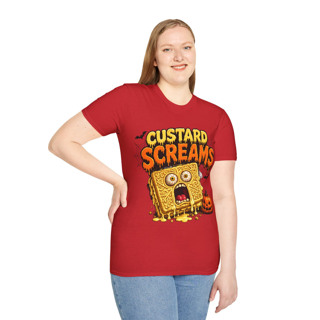 Custard Screams Halloween T-Shirt — Spooky Dessert Graphic Tee