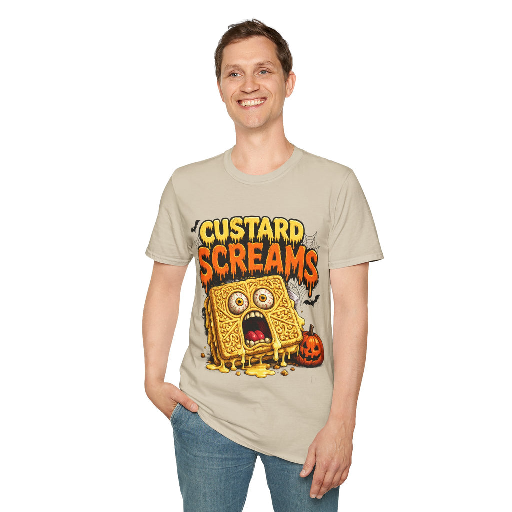 Custard Screams Halloween T-Shirt — Spooky Dessert Graphic Tee