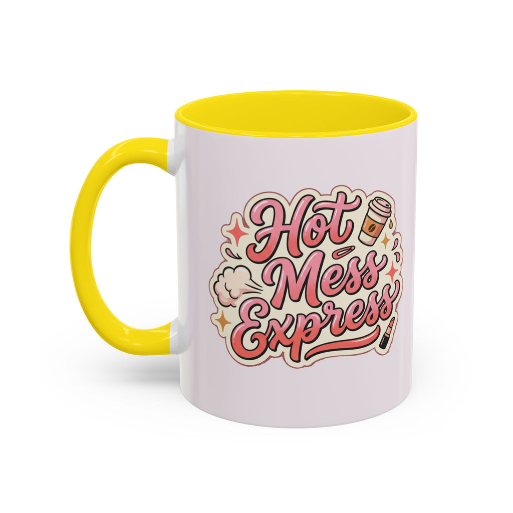 Hot Mess Express Coffee Mug — Funny Pink Accent Mug for Coffee Lovers