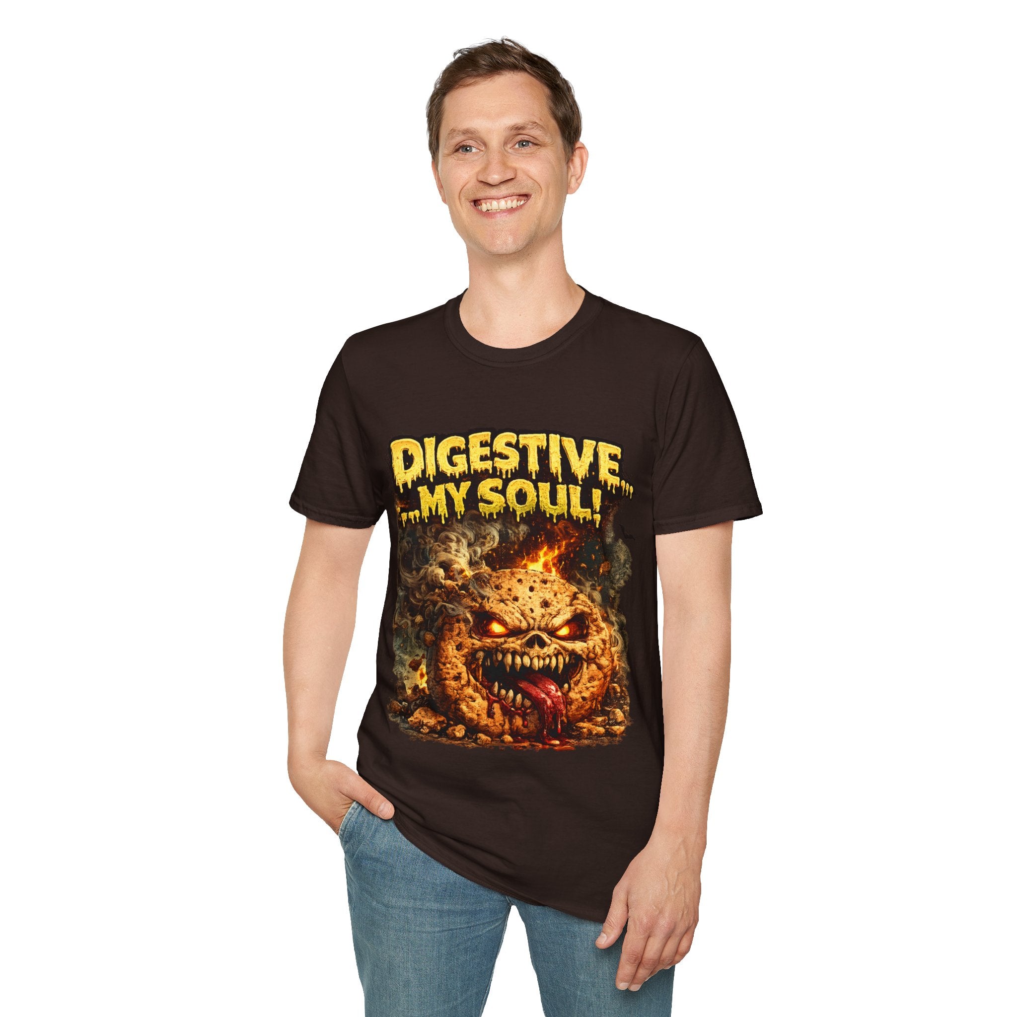Digestive My Soul Graphic T‑Shirt — Horror Monster Skull Design