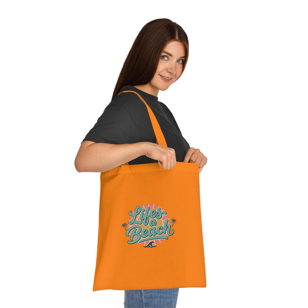 Life's a Beach Cotton Tote — Retro Surf Beach Bag with Palm Trees
