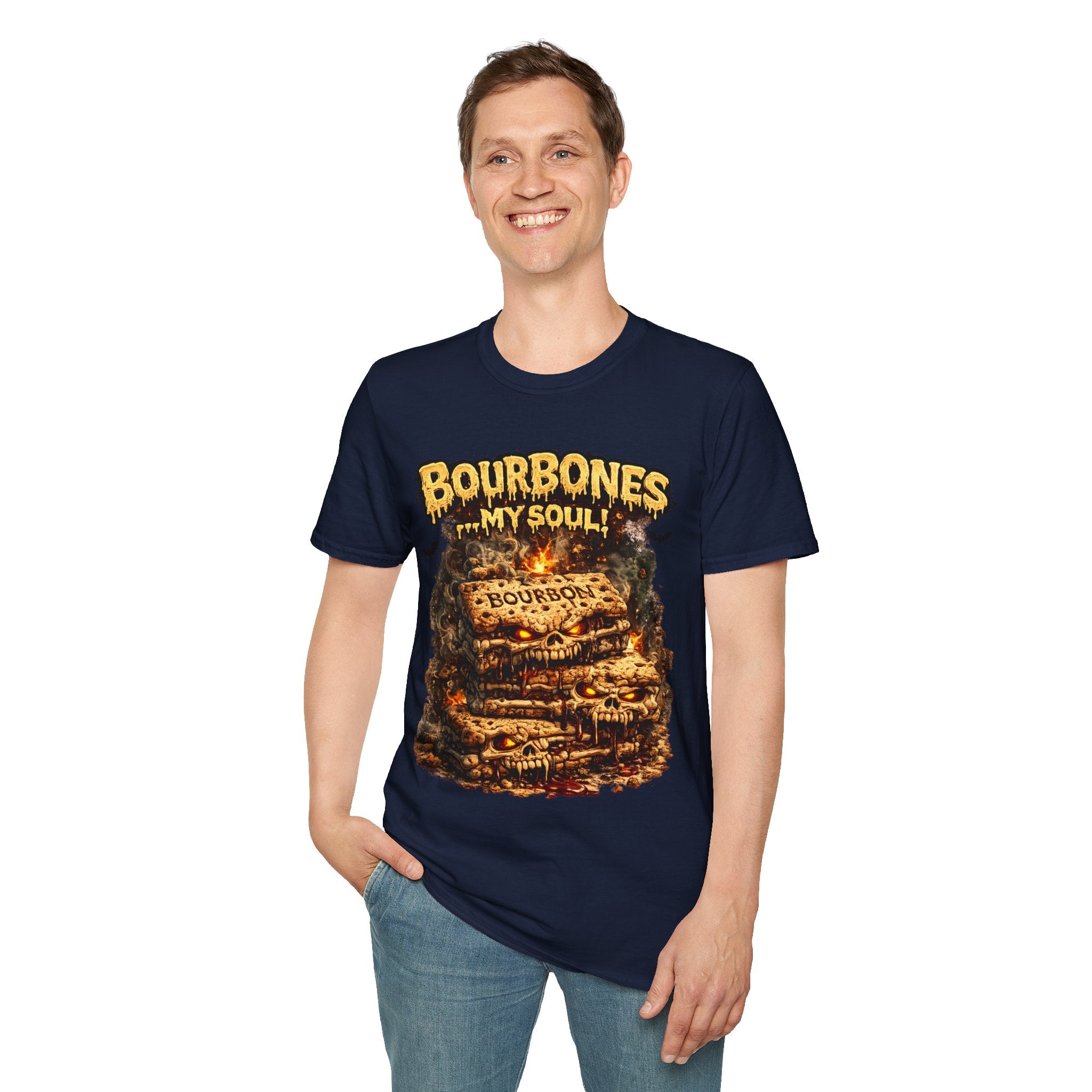 Bourbones My Soul T‑Shirt — Vintage Whiskey Skull Graphic Tee