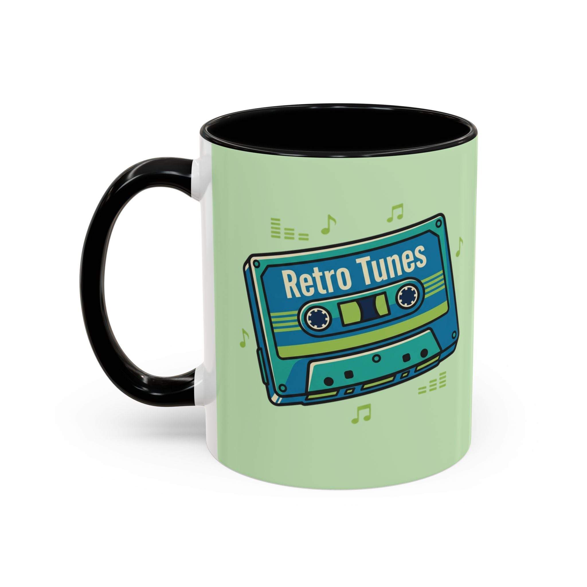 Retro Tunes Accent Coffee Mug — Cassette Tape Music Lovers Gift (11/15oz)