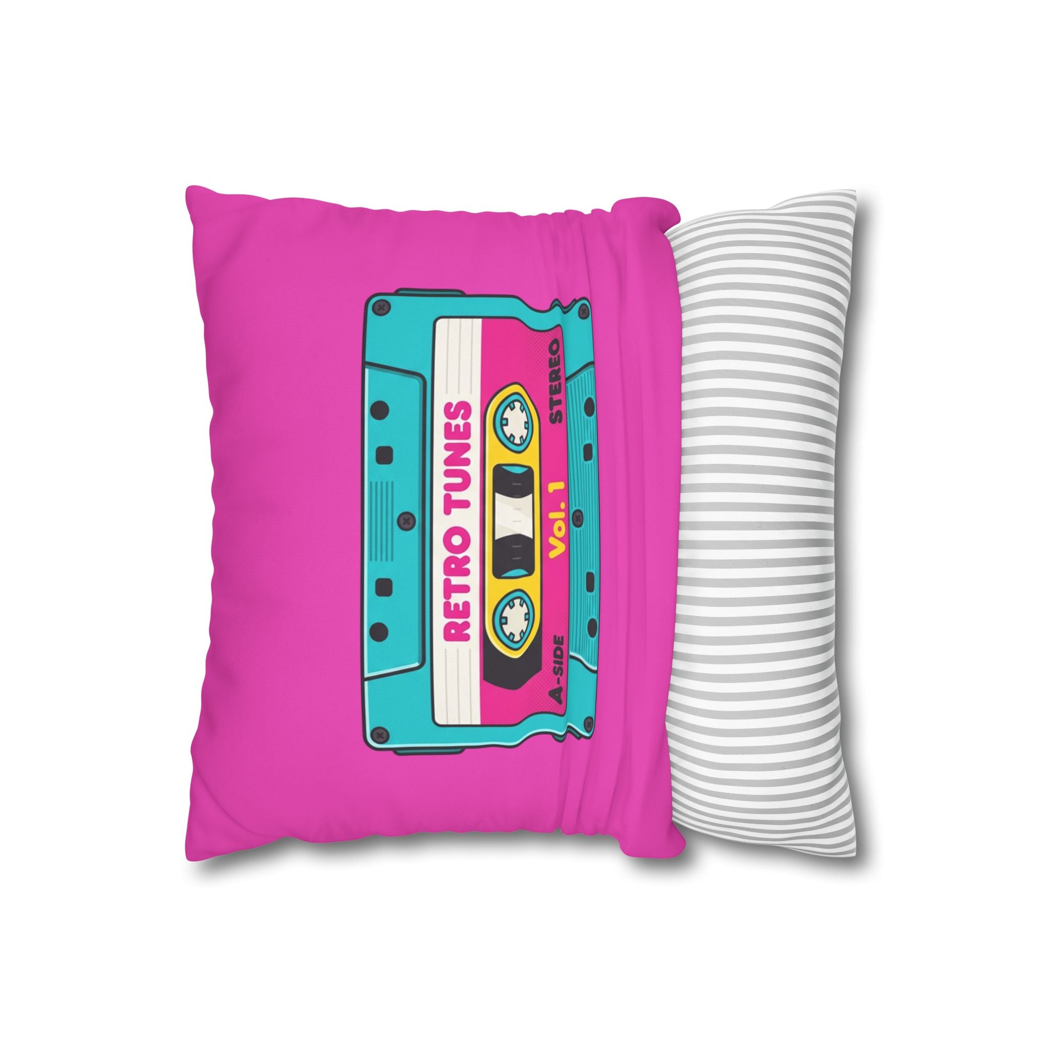 Copy of Retro Cassette Tape Pillow Cover — 'Retro Tunes Vol. 1' Square Throw Pillowcase