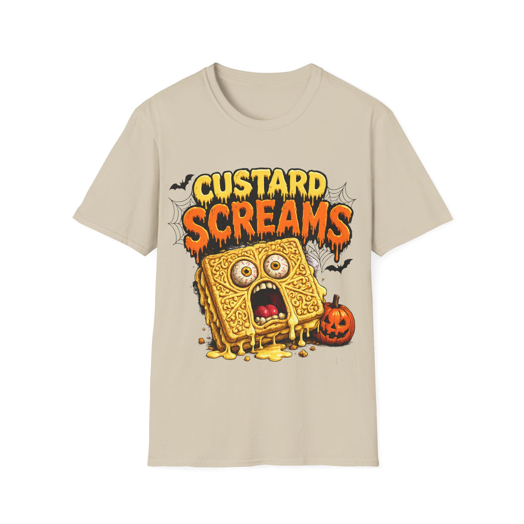 Custard Screams Halloween T-Shirt — Spooky Dessert Graphic Tee