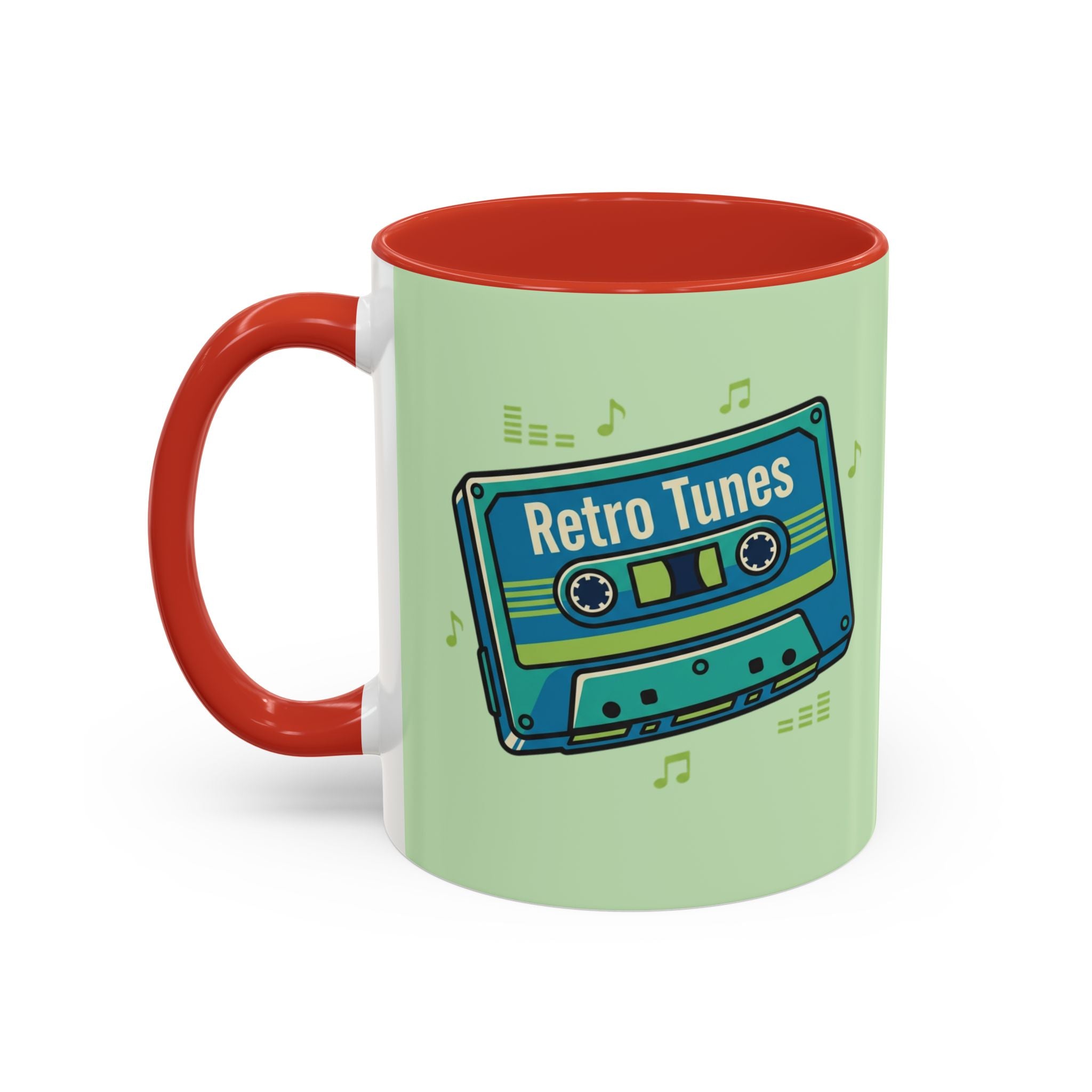Retro Tunes Accent Coffee Mug — Cassette Tape Music Lovers Gift (11/15oz)