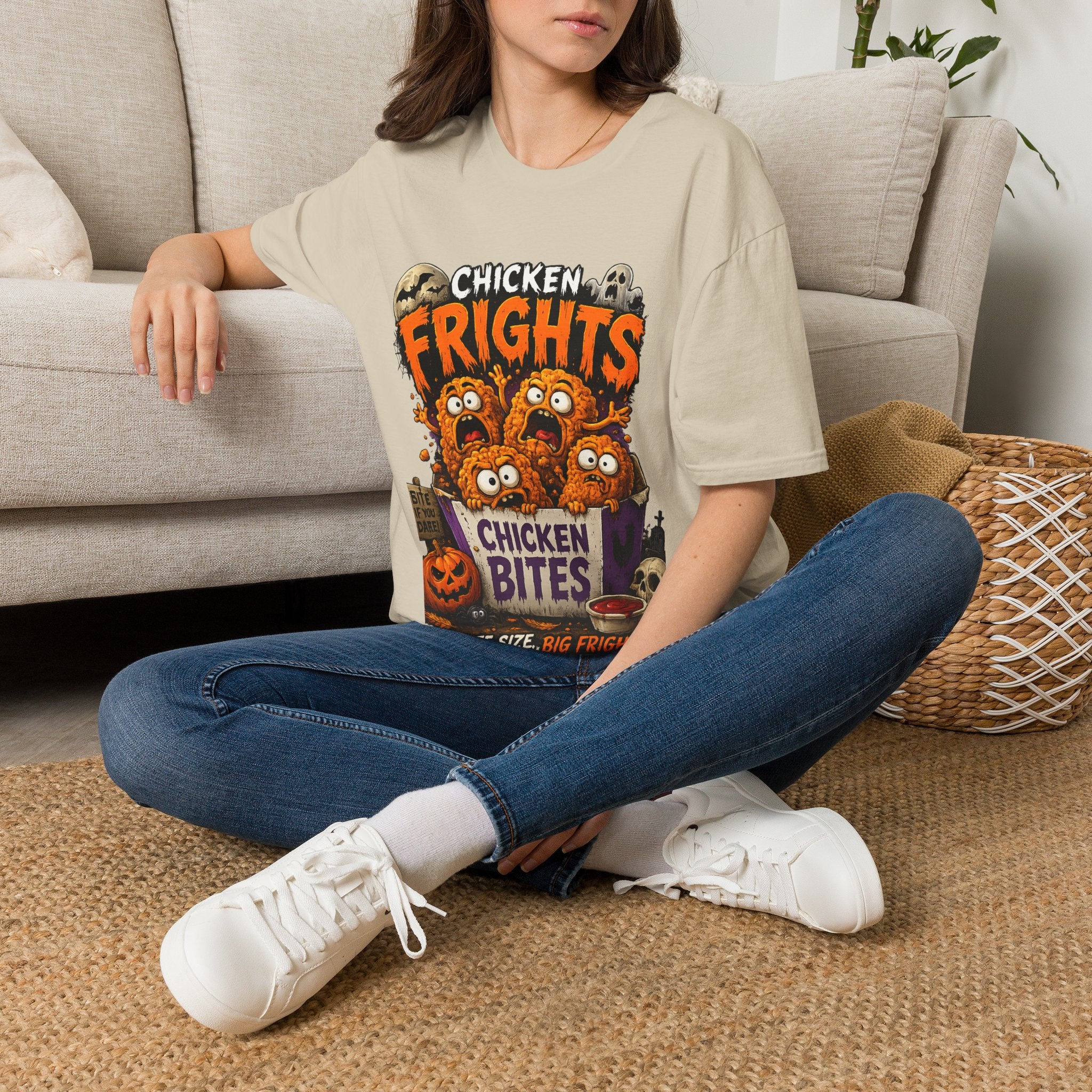 Chicken Frights T-Shirt — Cute Spooky Halloween Chicken Bites Tee