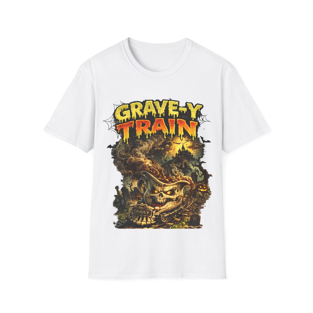 Grave-Y Train T-Shirt — Retro Horror Skull Graphic Tee